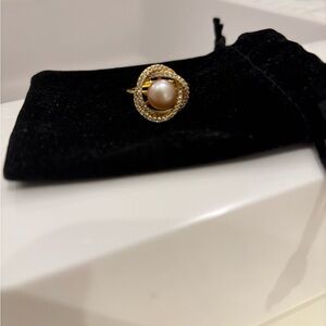18k Gold Plated , Freshwater Pinkish Pearl Ring.